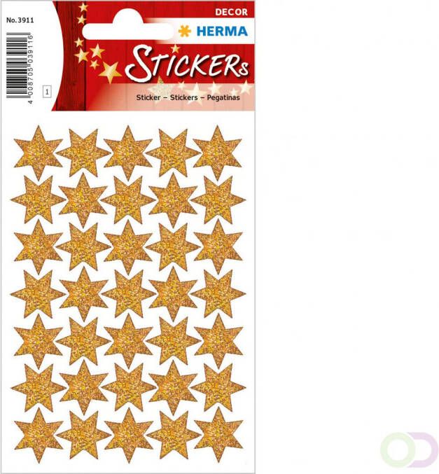 Herma Stickers ster 6-puntig met text goud glittery Ã 16 mm